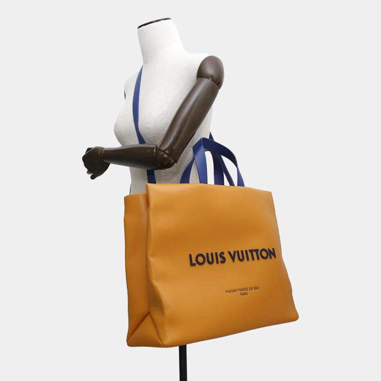 Pre Owned Louis Vuitton Saffron Leather Shopper Tote MM Bag