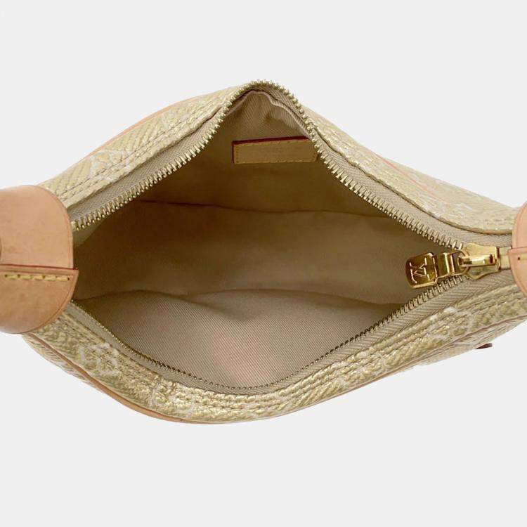 Pre Owned Louis Vuitton Loop Gold Monogram Laminated Jacquard Hobo Bag