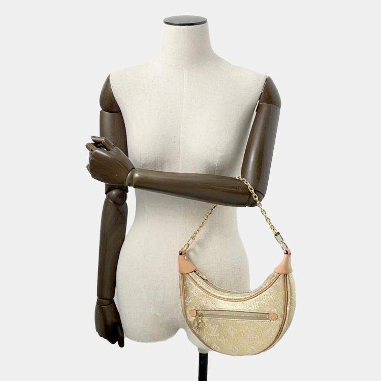 Pre Owned Louis Vuitton Loop Gold Monogram Laminated Jacquard Hobo Bag