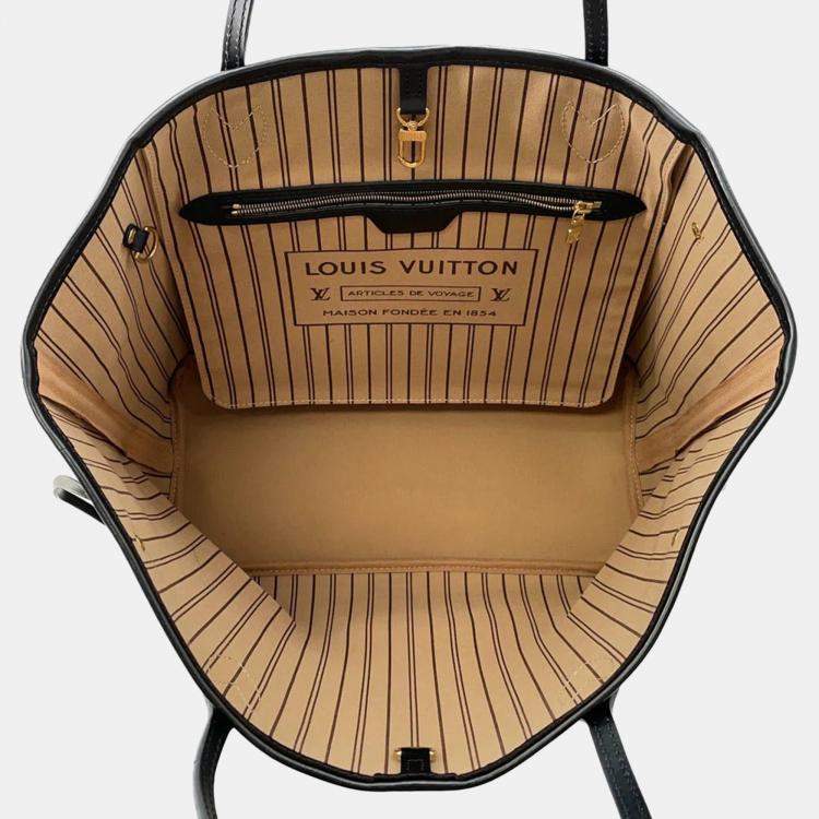 Pre Owned Louis Vuitton Noir/Gold/Silver Monogram Neverfull MM Tote Bag