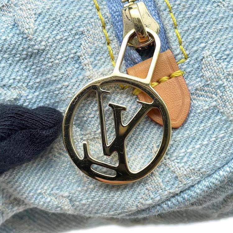 Pre Owned Louis Vuitton Light Blue Monogram Denim Loop Shoulder Bag