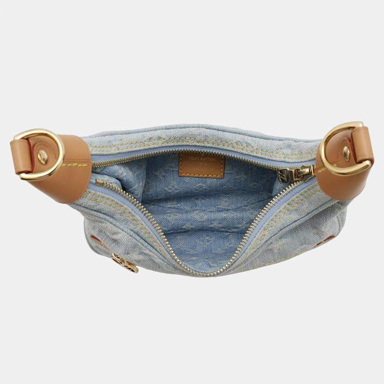 Pre Owned Louis Vuitton Light Blue Monogram Denim Loop Shoulder Bag