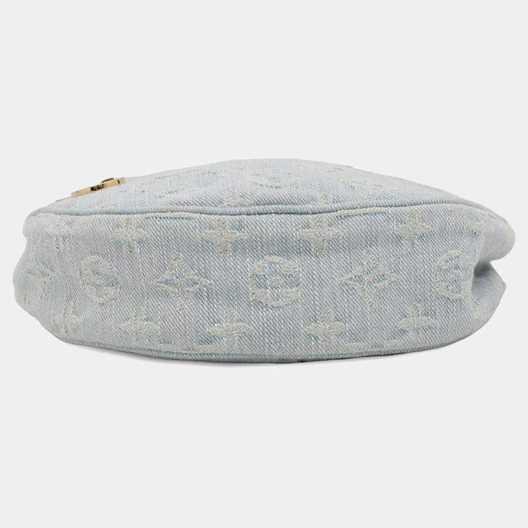 Pre Owned Louis Vuitton Light Blue Monogram Denim Loop Shoulder Bag