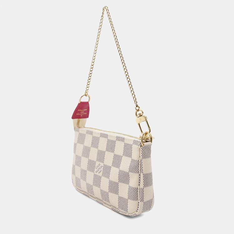 Pre Owned Louis Vuitton Beige Damier Azur Canvas Mini Pochette Accessoires Shoulder Bag