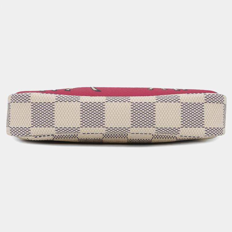 Pre Owned Louis Vuitton Beige Damier Azur Canvas Mini Pochette Accessoires Shoulder Bag