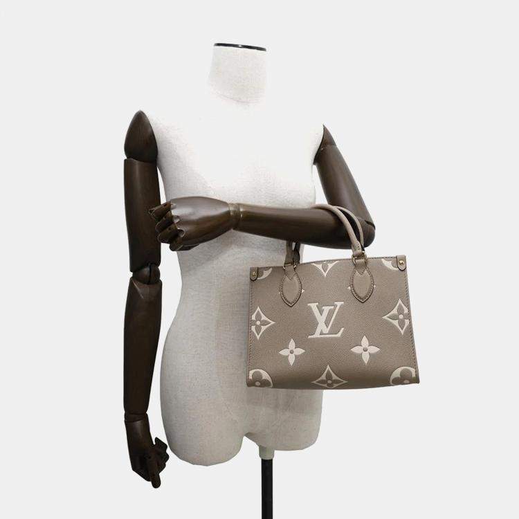 Pre Owned Louis Vuitton Tourterelle Monogram Empreinte Leather PM OnTheGo Tote Bag