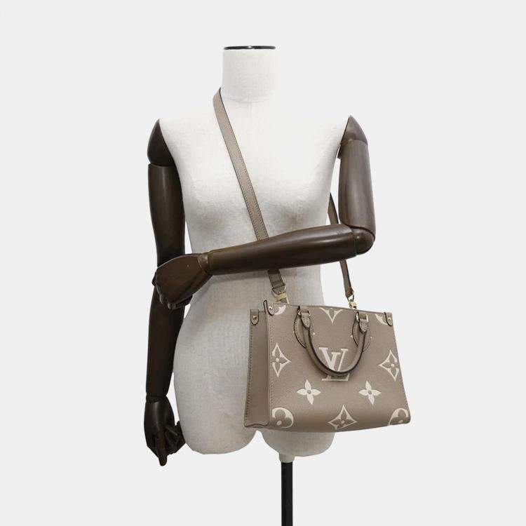 Pre Owned Louis Vuitton Tourterelle Monogram Empreinte Leather PM OnTheGo Tote Bag