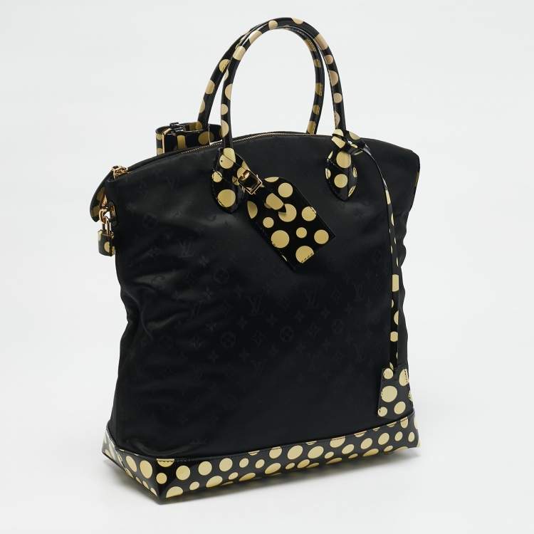 Pre Owned Louis Vuitton x Yayoi Kusama Black Monogram Nylon Vertical Lock It MM Bag