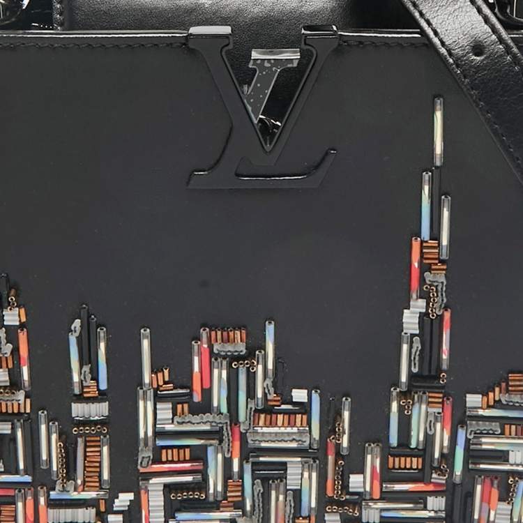 Pre Owned Louis Vuitton Black Leather Beaded Skyline Capucines BB Bag