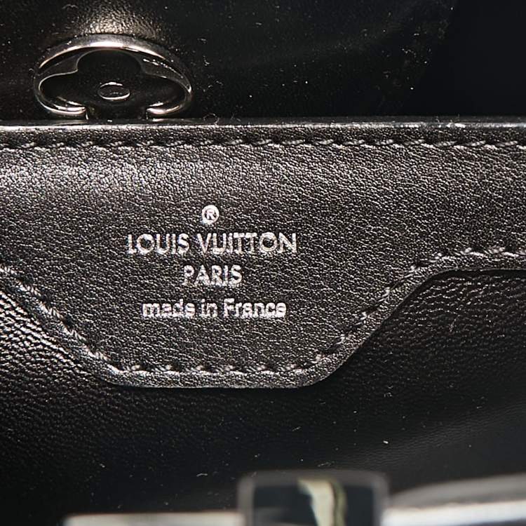 Pre Owned Louis Vuitton Black Leather Beaded Skyline Capucines BB Bag