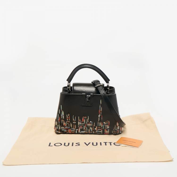 Pre Owned Louis Vuitton Black Leather Beaded Skyline Capucines BB Bag