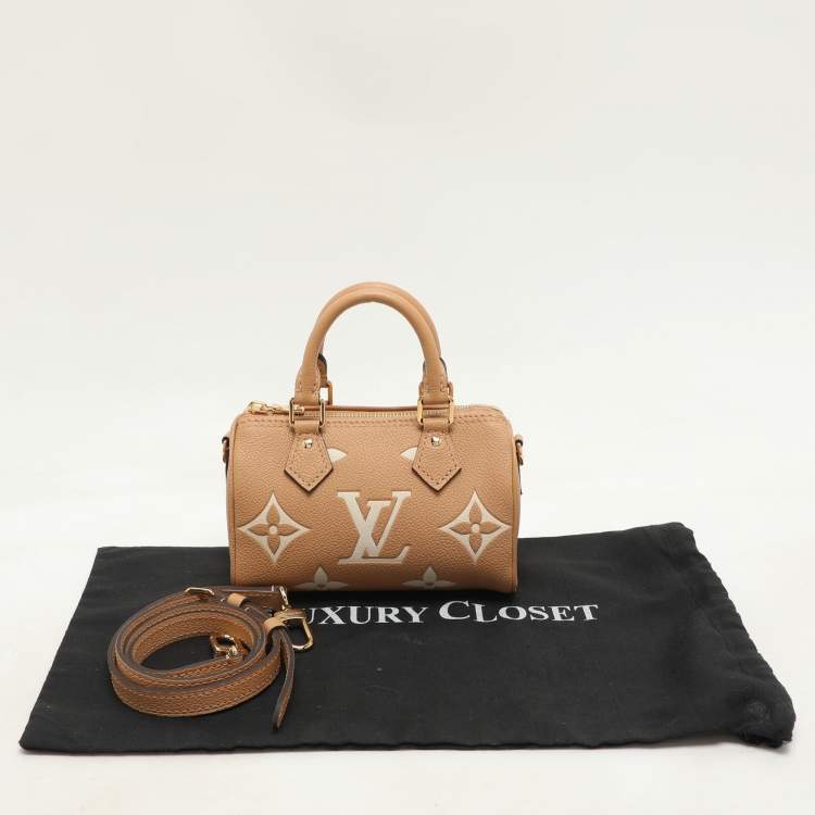 Pre Owned Louis Vuitton Bicolor Giant Monogram Empreinte Leather Nano Speedy Bag