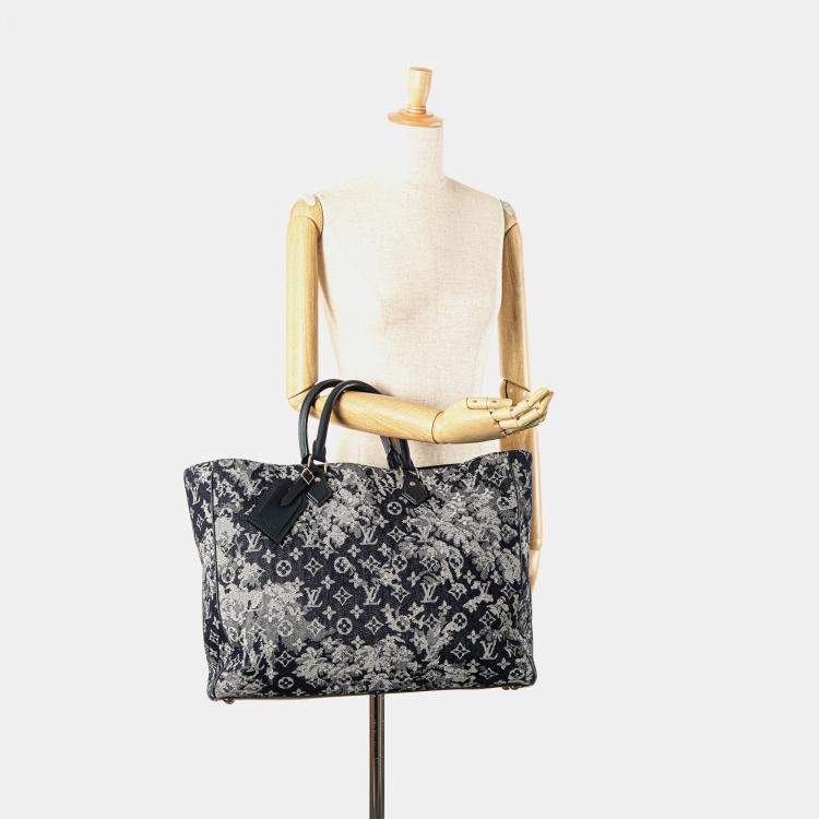 Pre Owned Louis Vuitton Blue Monogram Tapestry Grand Sac