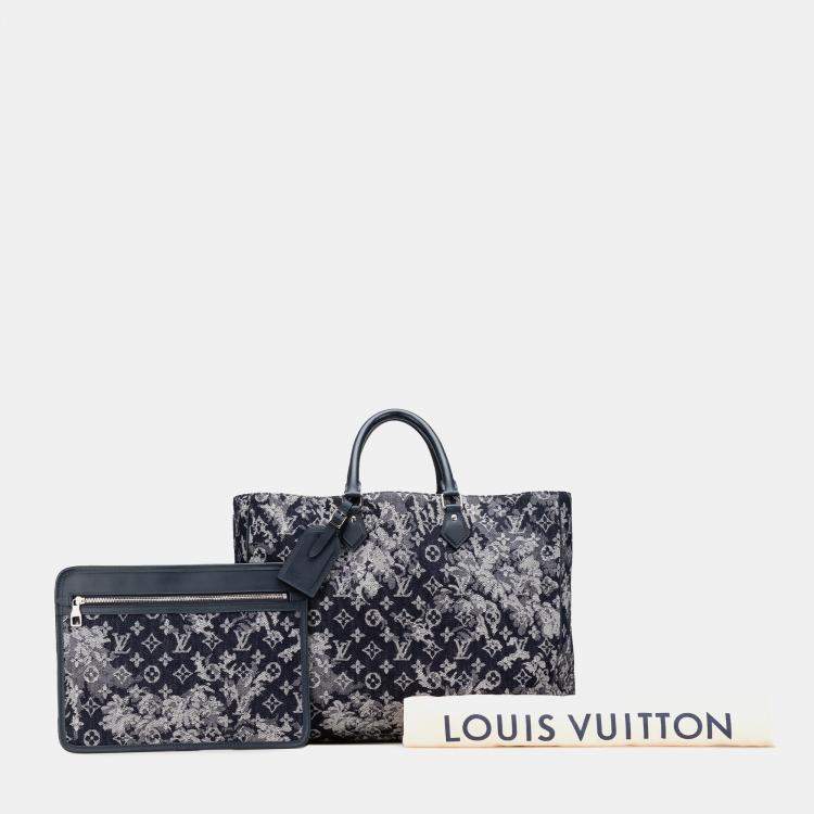 Pre Owned Louis Vuitton Blue Monogram Tapestry Grand Sac