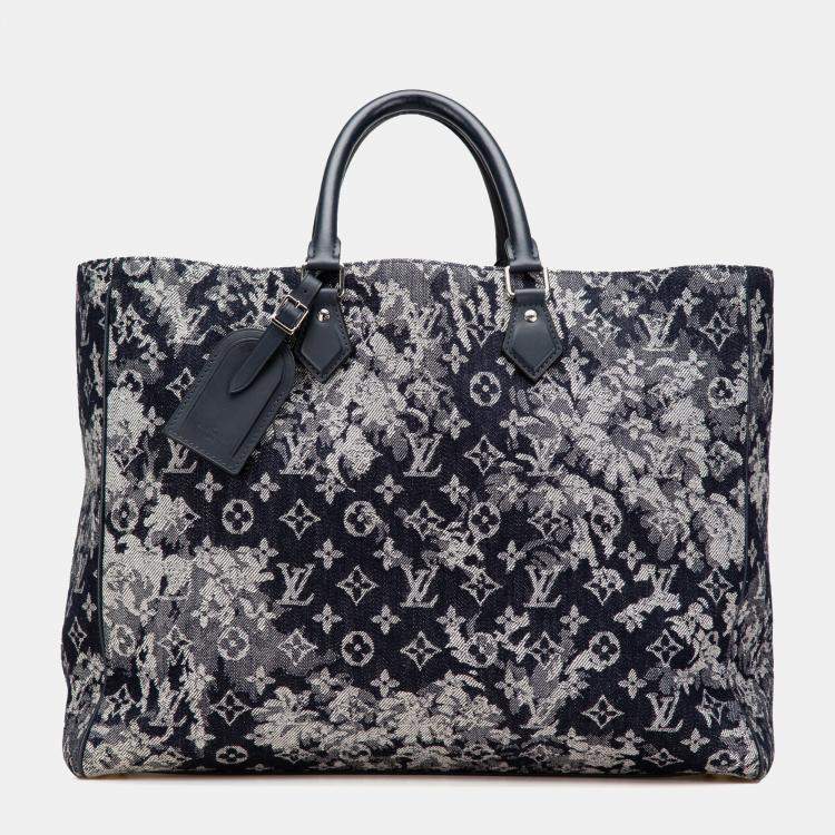 Pre Owned Louis Vuitton Blue Monogram Tapestry Grand Sac