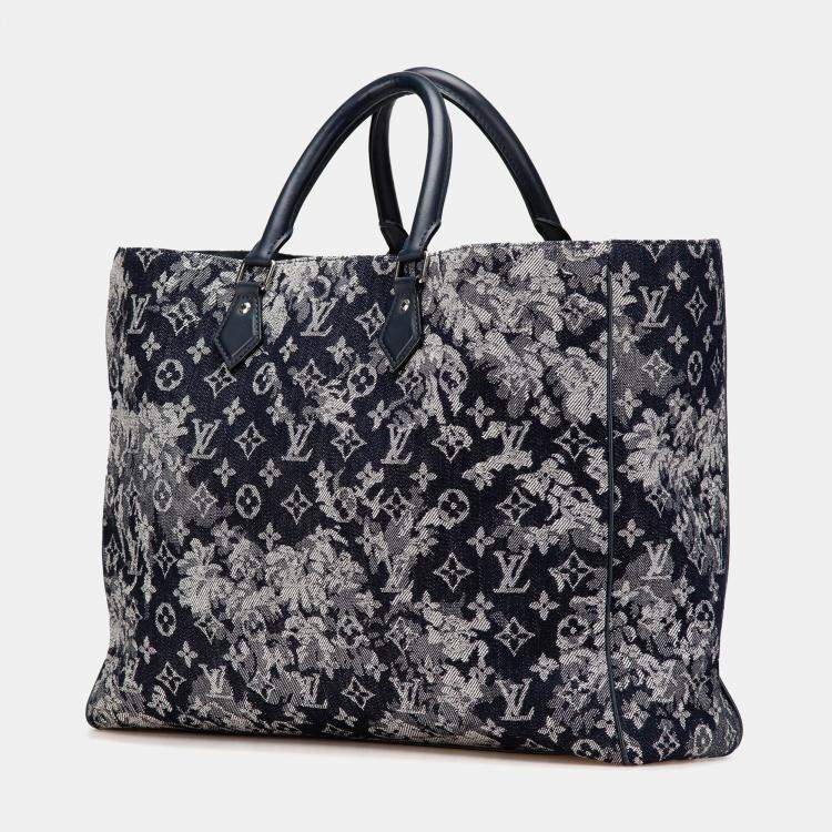 Pre Owned Louis Vuitton Blue Monogram Tapestry Grand Sac