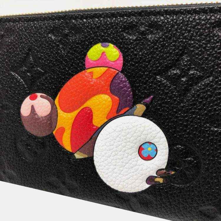 Pre Owned Louis Vuitton Black Monogram Empreinte Takashi Murakami Panda Zippy Wallet