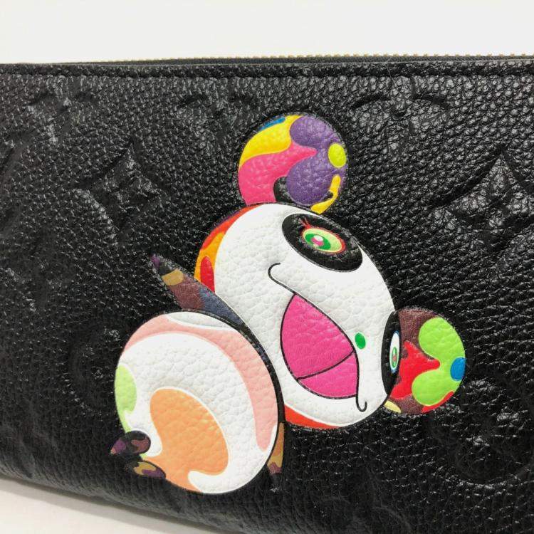 Pre Owned Louis Vuitton Black Monogram Empreinte Takashi Murakami Panda Zippy Wallet