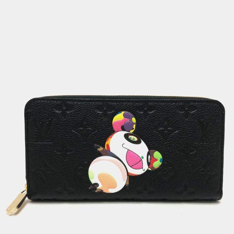 Pre Owned Louis Vuitton Black Monogram Empreinte Takashi Murakami Panda Zippy Wallet