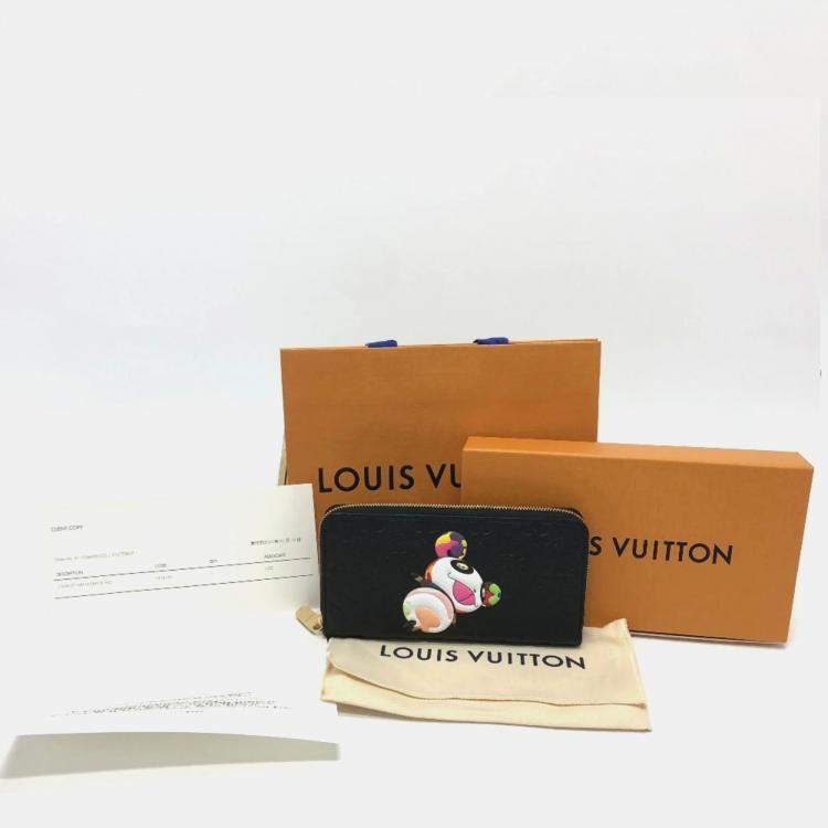 Pre Owned Louis Vuitton Black Monogram Empreinte Takashi Murakami Panda Zippy Wallet