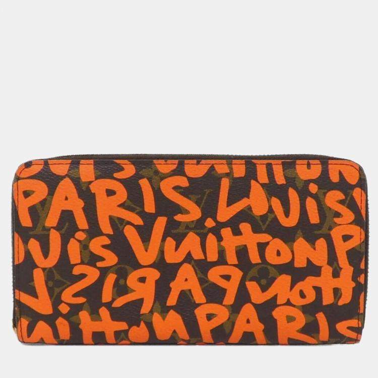 Pre Owned Louis Vuitton Orange Monogram Graffiti Zippy Wallet