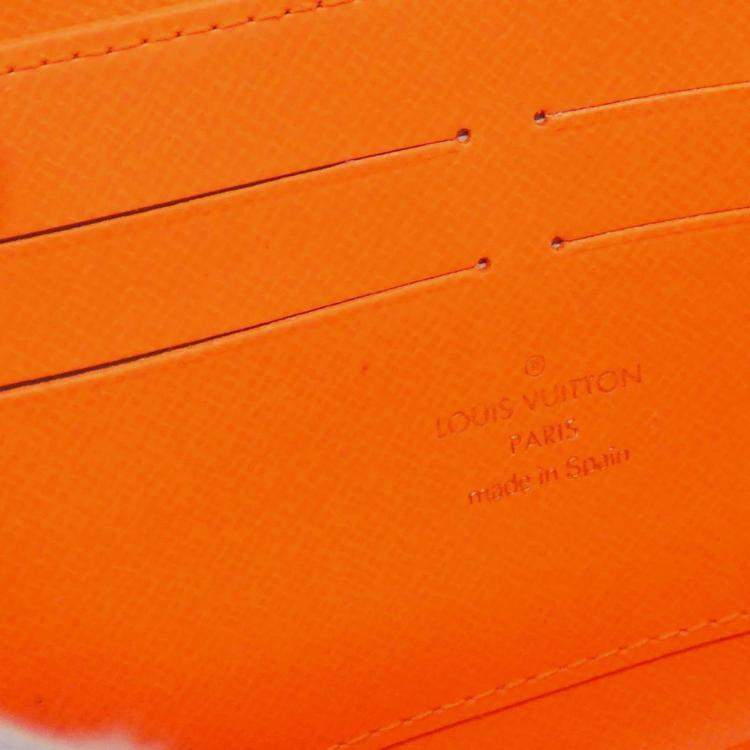 Pre Owned Louis Vuitton Orange Monogram Graffiti Zippy Wallet