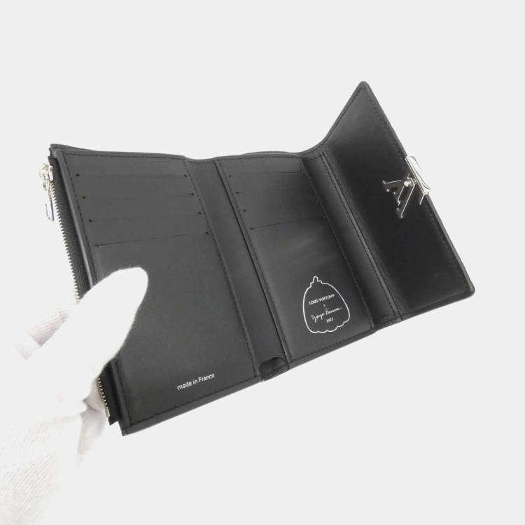 Pre Owned  Louis Vuitton Black Multi-color Taurillon Leather Compact Portefeuille Capucines Wallet