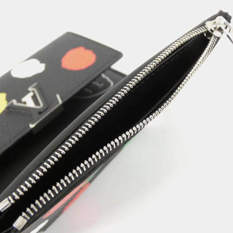Pre Owned  Louis Vuitton Black Multi-color Taurillon Leather Compact Portefeuille Capucines Wallet