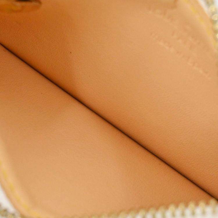 Pre Owned Louis Vuitton White Multicolor Monogram Pochette Cles Coin Purse