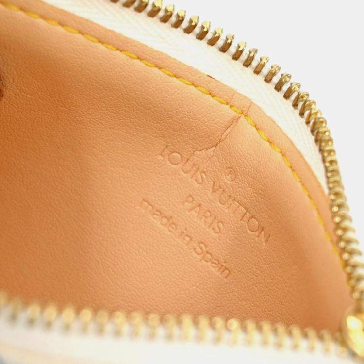 Pre Owned Louis Vuitton White Multicolor Monogram Pochette Cles Coin Purse