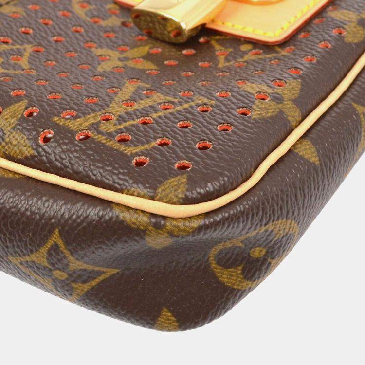 Pre Owned Louis Vuitton Orange/Brown Monogram Perforated Canvas Pochette Accessoires Shoulder Bag