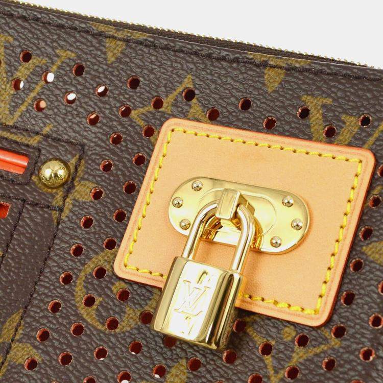 Pre Owned Louis Vuitton Orange/Brown Monogram Perforated Canvas Pochette Accessoires Shoulder Bag