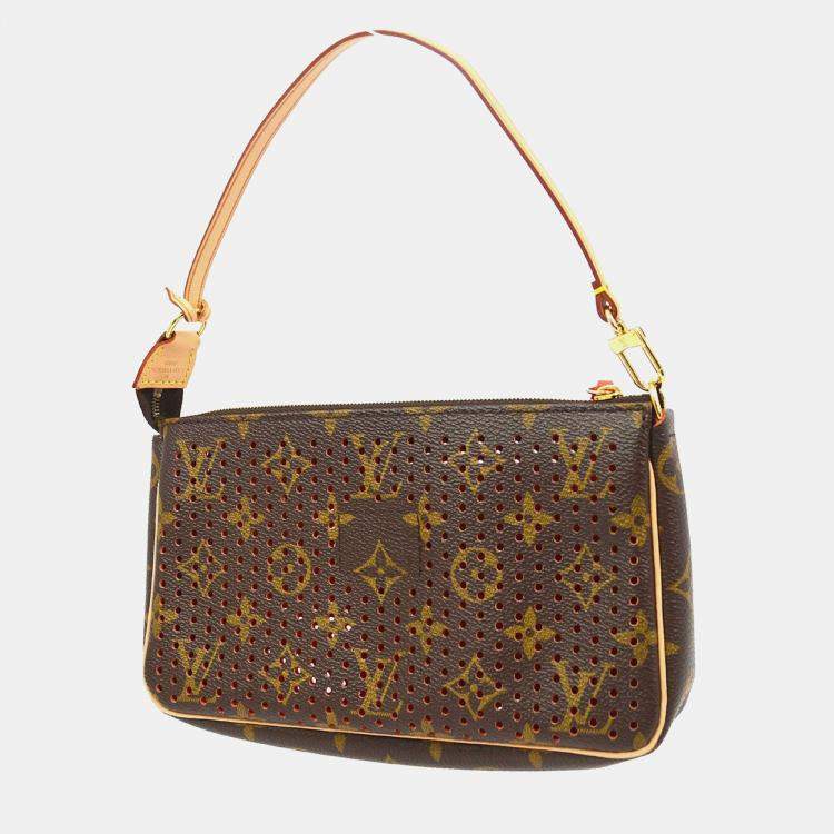 Pre Owned Louis Vuitton Orange/Brown Monogram Perforated Canvas Pochette Accessoires Shoulder Bag