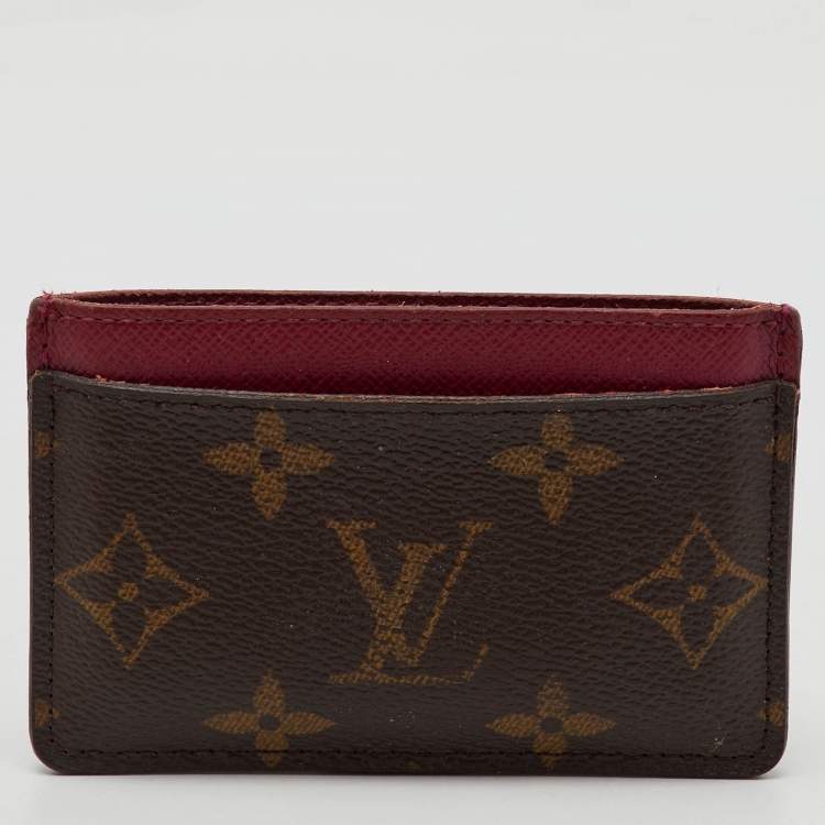 Pre Owned Louis Vuitton Fuchsia Monogram Canvas Card Holder