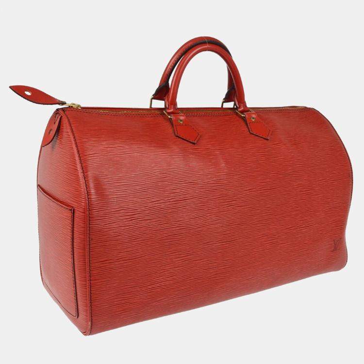 Pre Owned Louis Vuitton Red Epi Speedy 40 Duffle Handbag