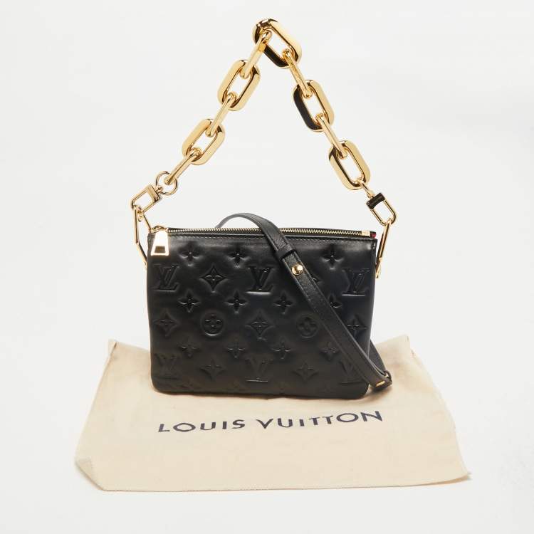 Pre Owned Louis Vuitton Black Monogram Embossed Puffy Leather Coussin BB Bag