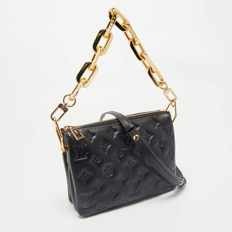 Pre Owned Louis Vuitton Black Monogram Embossed Puffy Leather Coussin BB Bag