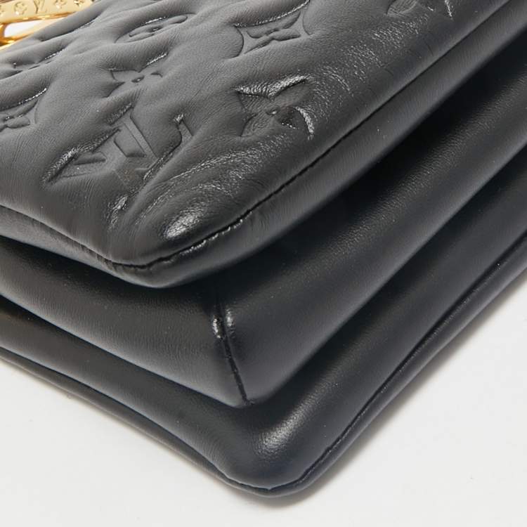 Pre Owned Louis Vuitton Black Monogram Embossed Puffy Leather Coussin BB Bag