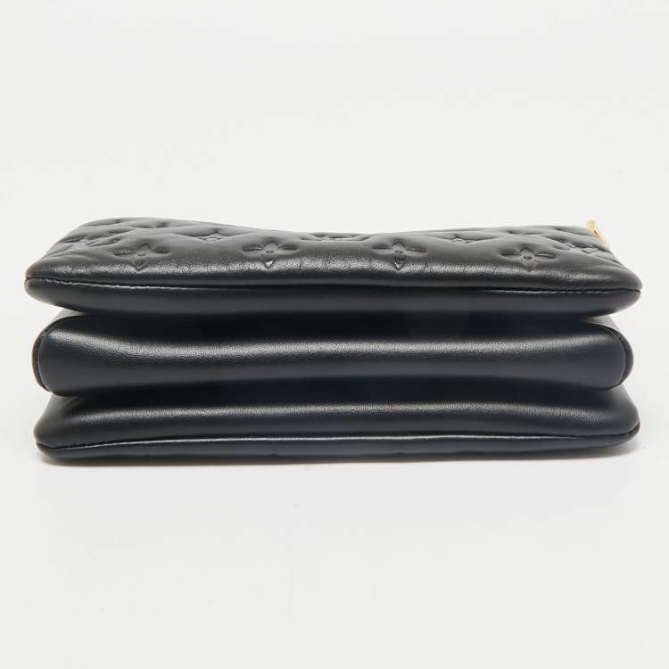 Pre Owned Louis Vuitton Black Monogram Embossed Puffy Leather Coussin BB Bag