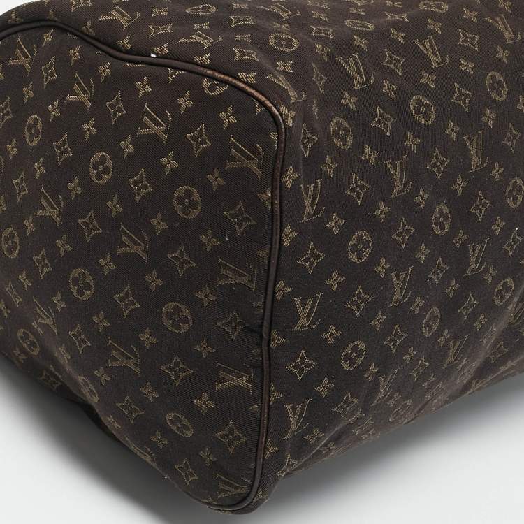 Pre Owned Louis Vuitton Fusain Monogram Mini Lin Canvas Speedy 30 Bag