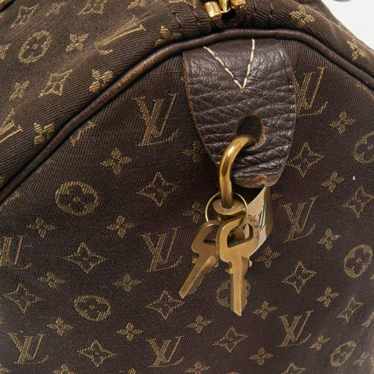 Pre Owned Louis Vuitton Fusain Monogram Mini Lin Canvas Speedy 30 Bag