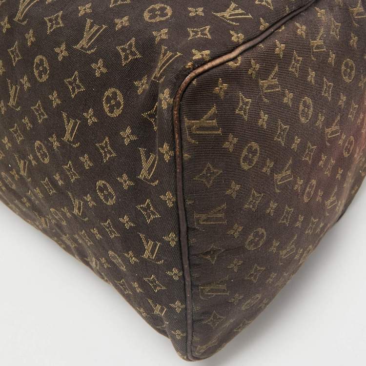 Pre Owned Louis Vuitton Fusain Monogram Mini Lin Canvas Speedy 30 Bag