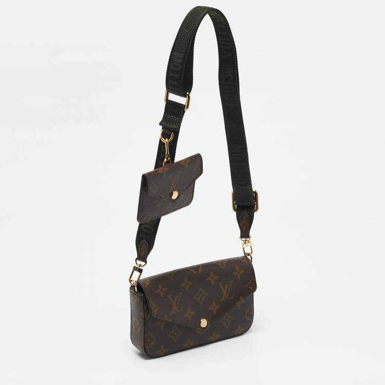 Pre Owned Louis Vuitton Kaki Monogram Canvas Felicie Strap & Go Bag 