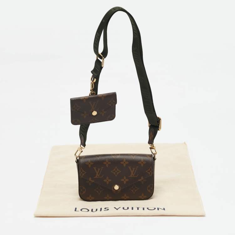 Pre Owned Louis Vuitton Kaki Monogram Canvas Felicie Strap & Go Bag 