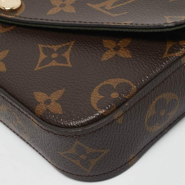 Pre Owned Louis Vuitton Kaki Monogram Canvas Felicie Strap & Go Bag 