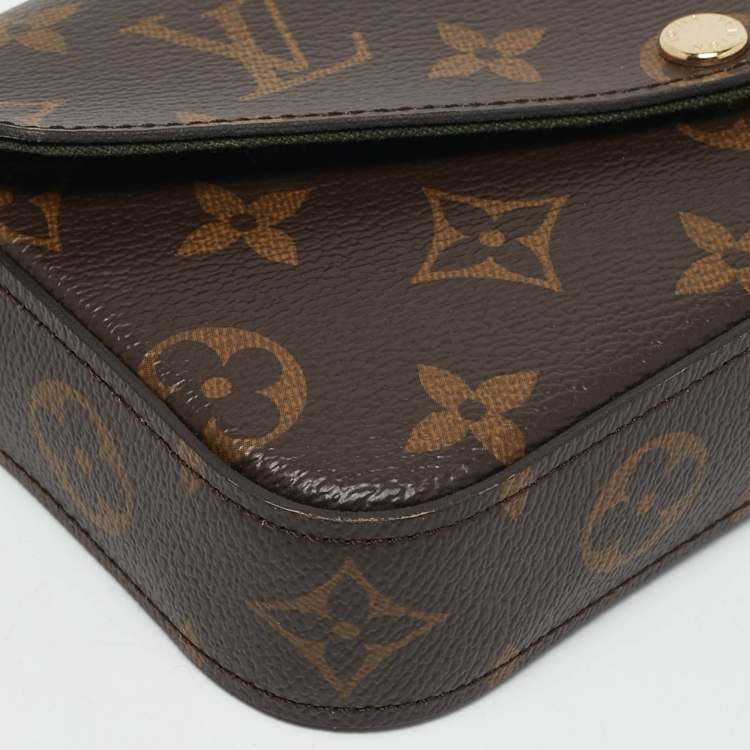Pre Owned Louis Vuitton Kaki Monogram Canvas Felicie Strap & Go Bag 