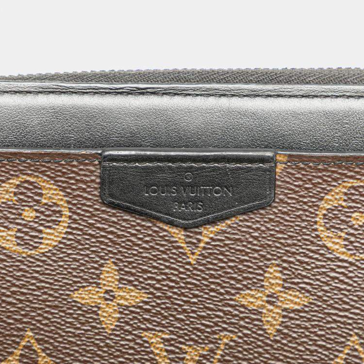 Pre Owned Louis Vuitton Black Brown Monogram Macassar Zippy Dragonne Wallet