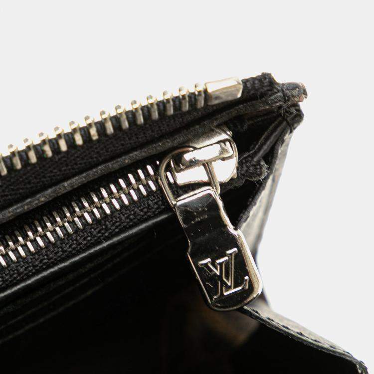 Pre Owned Louis Vuitton Black Brown Monogram Macassar Zippy Dragonne Wallet