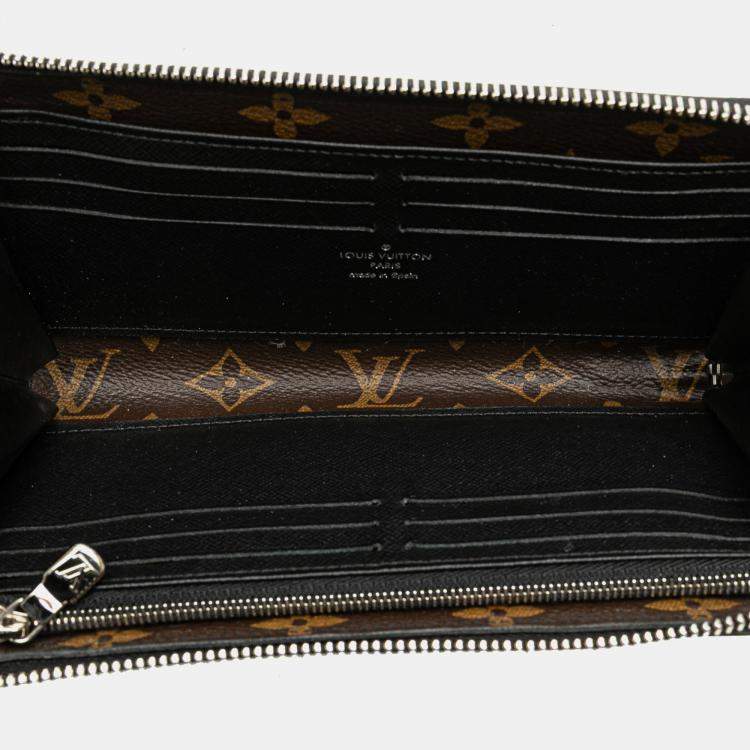 Pre Owned Louis Vuitton Black Brown Monogram Macassar Zippy Dragonne Wallet
