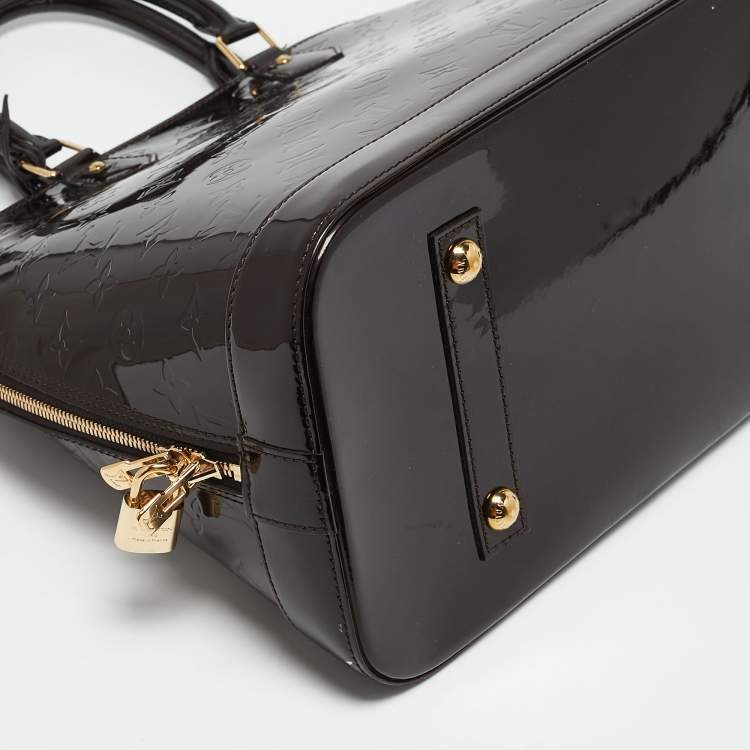 Pre Owned Louis Vuitton Amarante Monogram Vernis Alma GM Bag